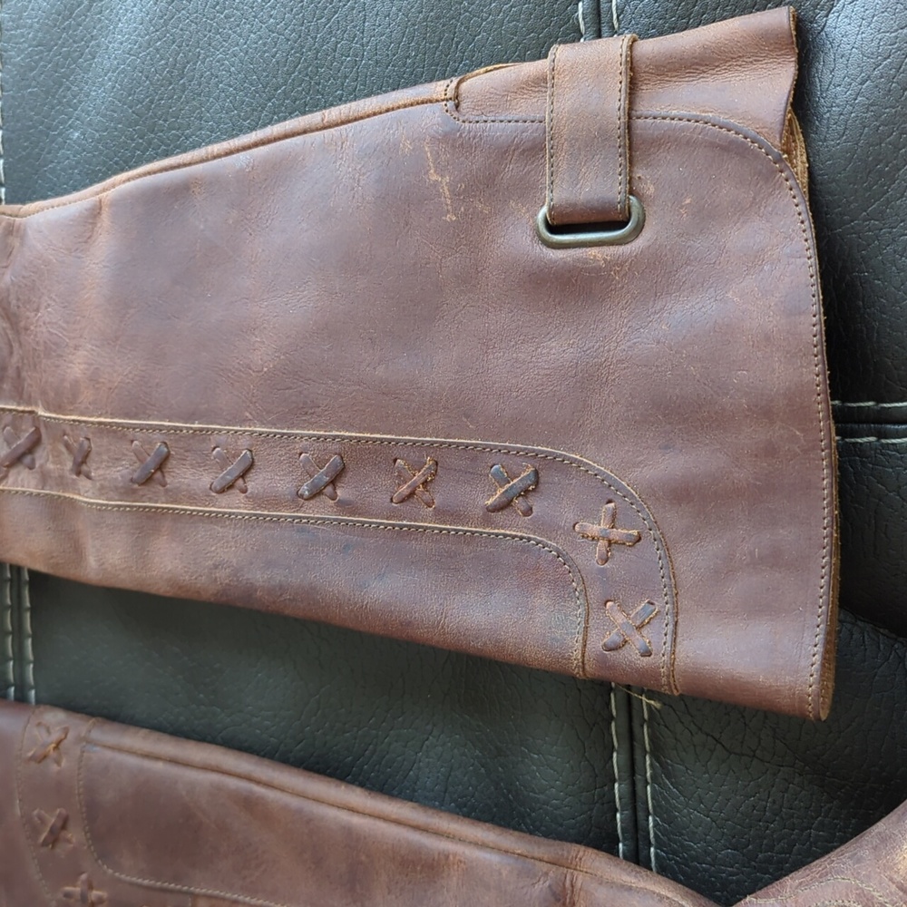 Born Womens Albi Tall High Calf Rustic Brown Leather Side Zipper Boot Size 6.5 - Picture 4 of 12